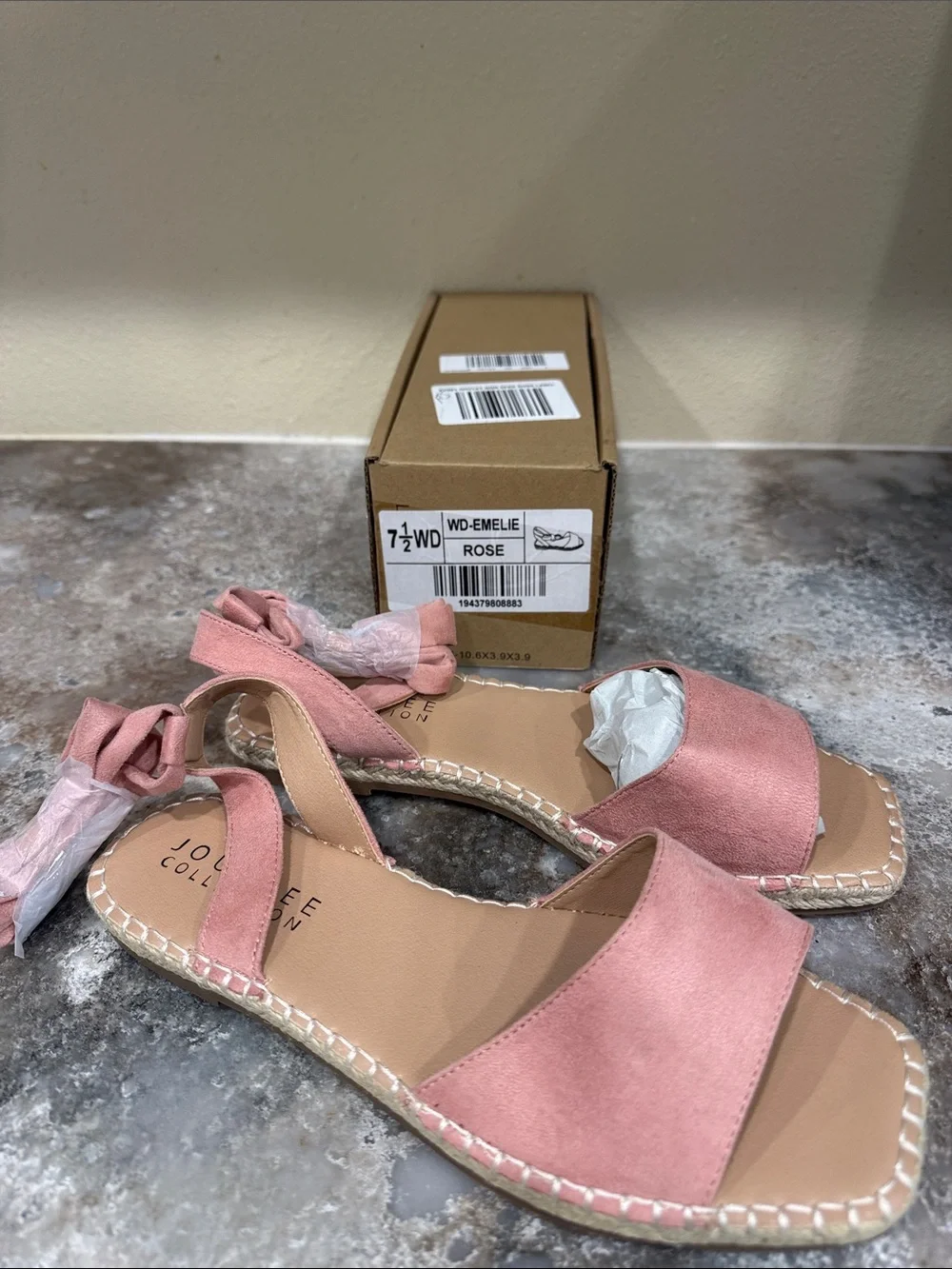Journee Collection Pink Suede Espadrille Ankle-Tie Sandals